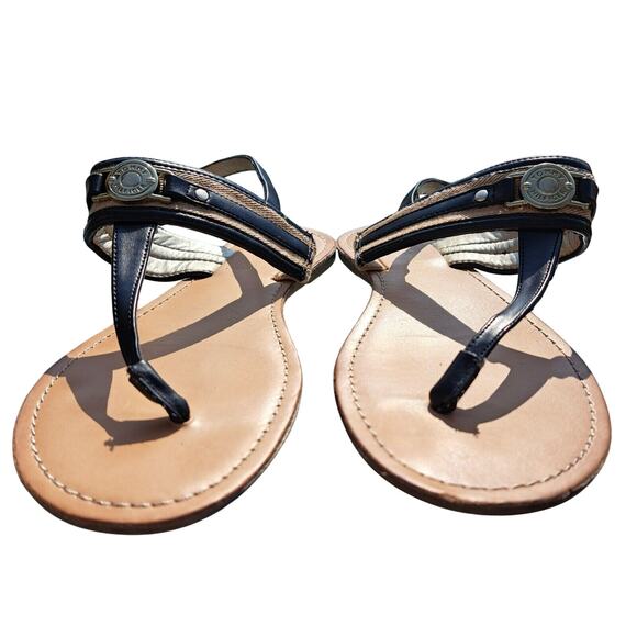 TOMMY HILFIGER THONG SANDALS WOMENS SIZE 8 M SLINGBACK FLATS MODERN Y2K CLASSY - Picture 4 of 7